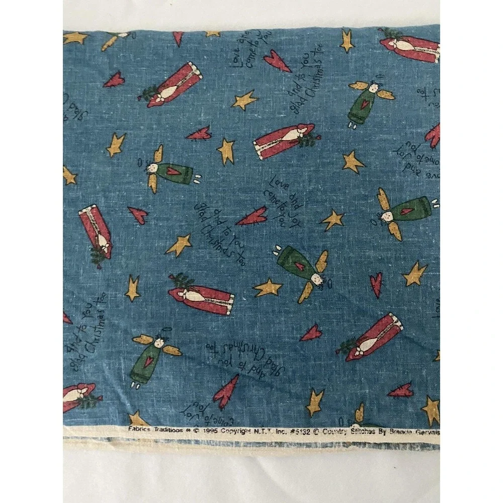 Country Stitches Christmas Cotton Fabric 1995 Brenda Gervais 96 X 43.5